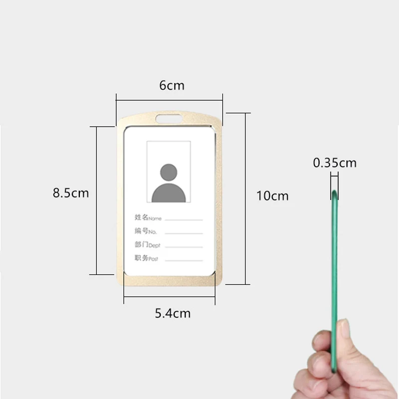 1 PC Aluminum Alloy Work ID Badge Clip Double Sided Transparent Metal Card Bag Cardholder For ID Card Student Card No Lanyard