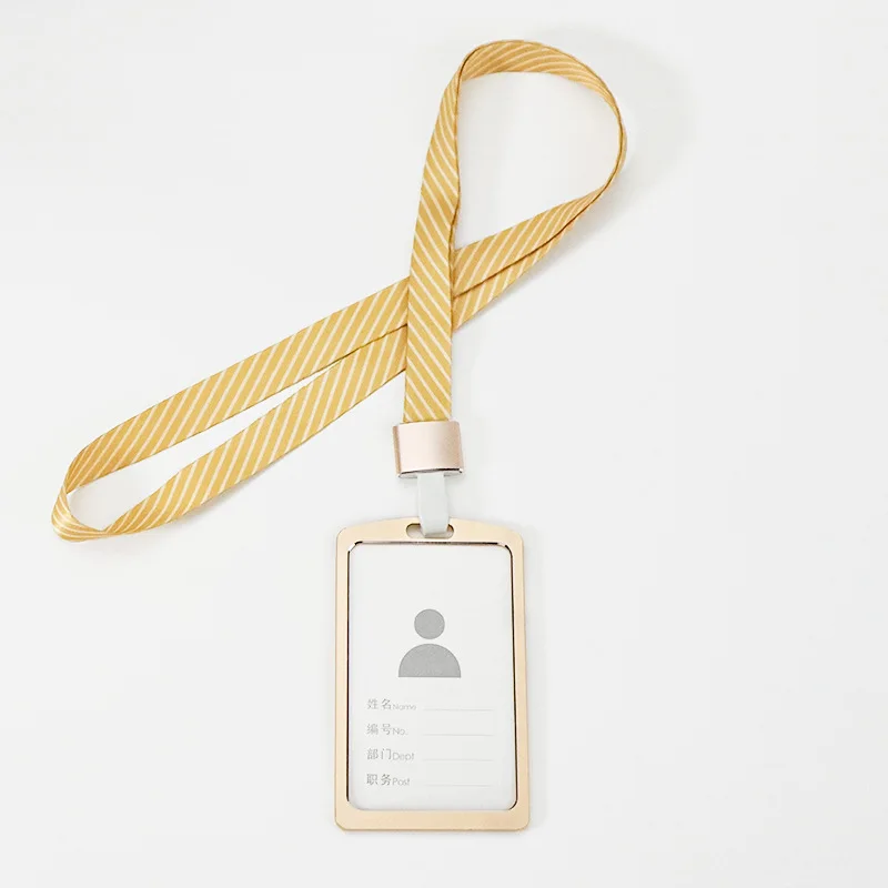 1 PC Aluminum Alloy Work ID Badge Clip Double Sided Transparent Metal Card Bag Cardholder For ID Card Student Card No Lanyard