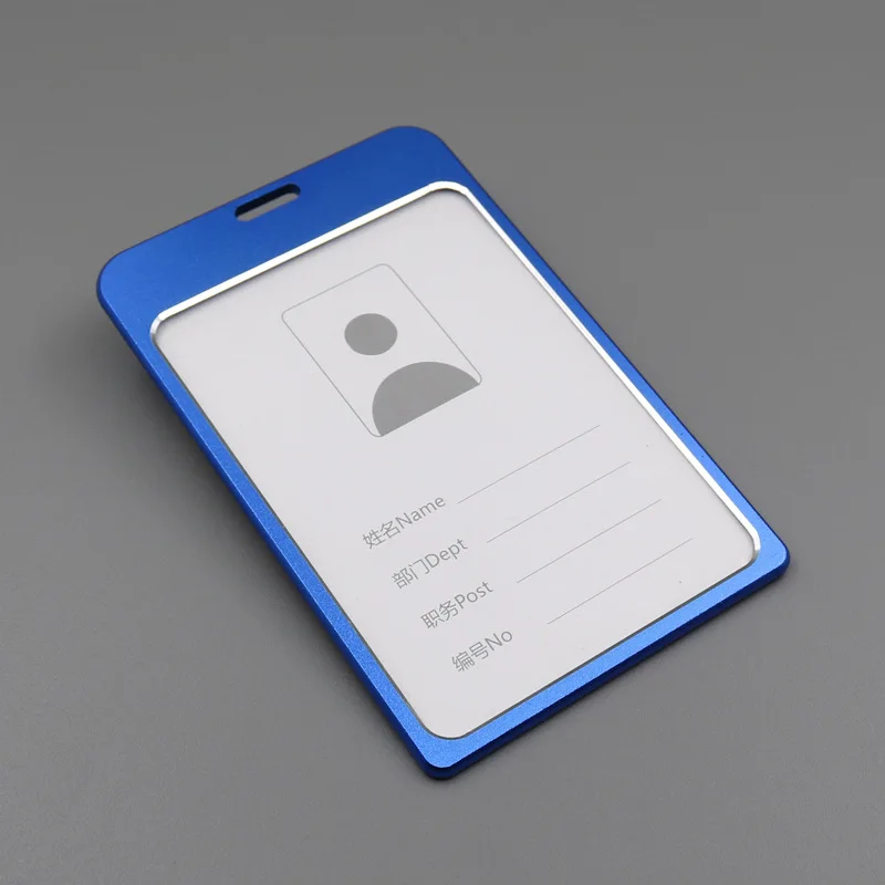 1 PC Aluminum Alloy Work ID Badge Clip Double Sided Transparent Metal Card Bag Cardholder For ID Card Student Card No Lanyard