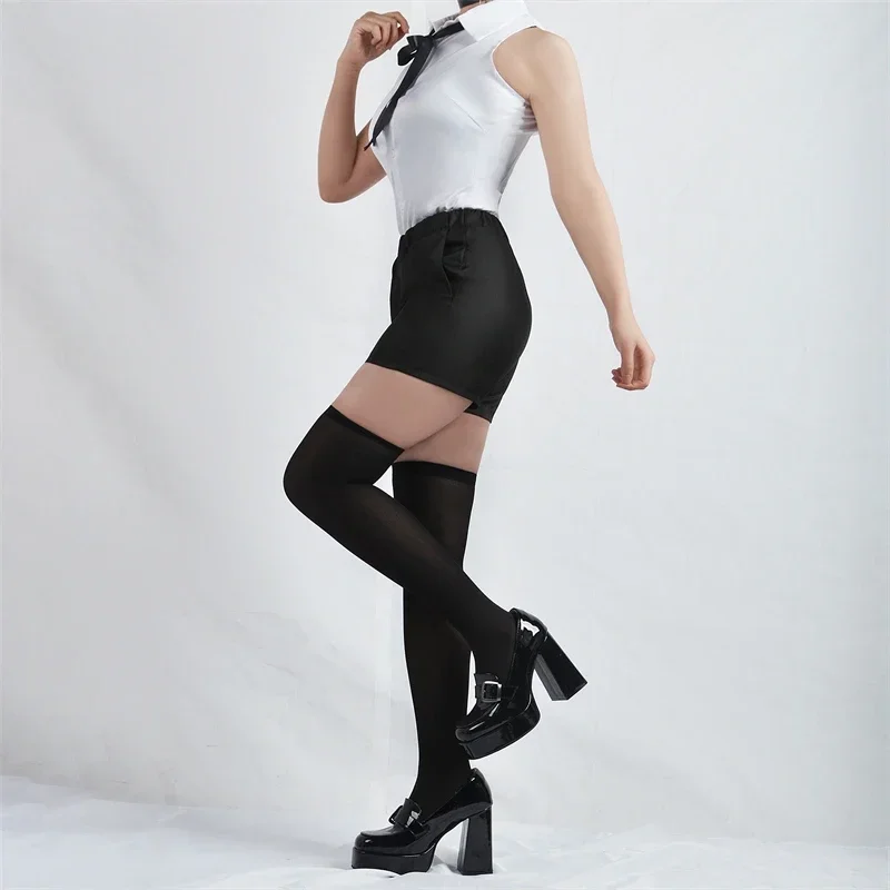 Anime Chainsaw Man Reze Cosplay Chainsaw Woman Cosplay Costume Bomb Shirt Outfits Tie Short Neck Reze Wig Halloween Clothing