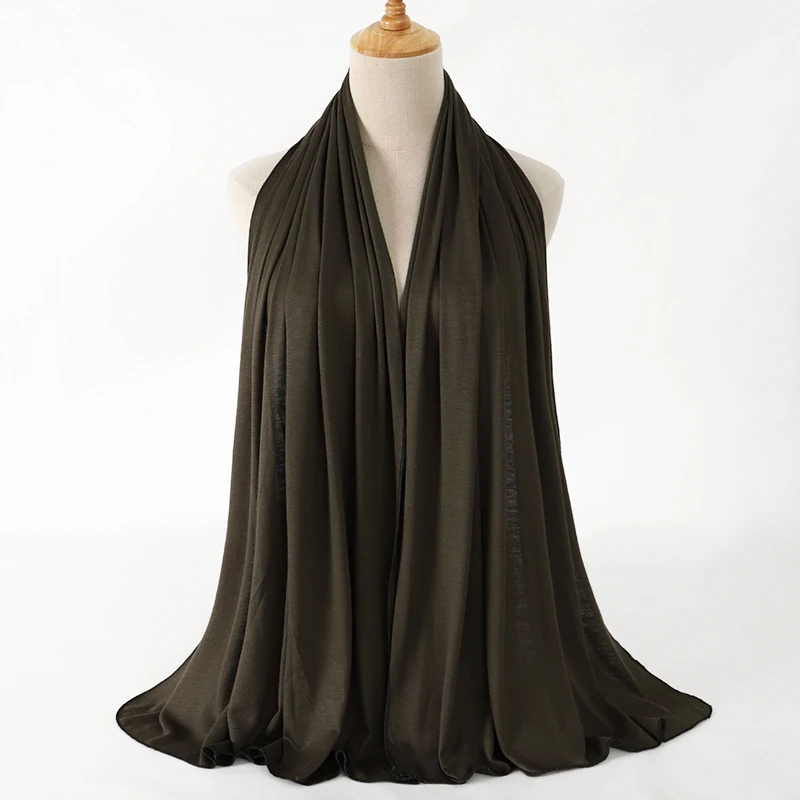 New Jersey Womens Muslim Ramadan Fashion Modal Cotton Jersey Hijab Womens High Quality Solid Color Soft Hijab Long African Scarf
