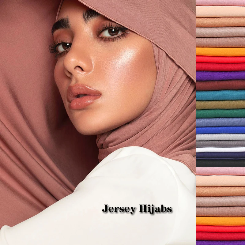 New Jersey Womens Muslim Ramadan Fashion Modal Cotton Jersey Hijab Womens High Quality Solid Color Soft Hijab Long African Scarf