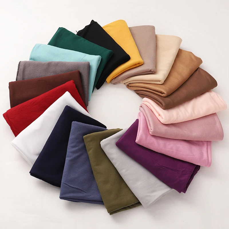 New Jersey Womens Muslim Ramadan Fashion Modal Cotton Jersey Hijab Womens High Quality Solid Color Soft Hijab Long African Scarf