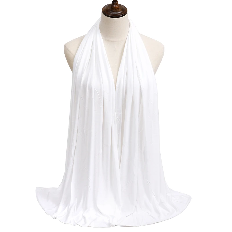 New Jersey Womens Muslim Ramadan Fashion Modal Cotton Jersey Hijab Womens High Quality Solid Color Soft Hijab Long African Scarf