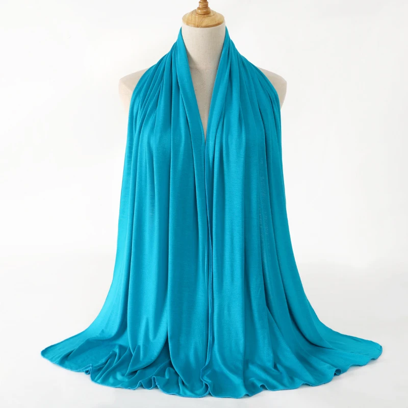 New Jersey Womens Muslim Ramadan Fashion Modal Cotton Jersey Hijab Womens High Quality Solid Color Soft Hijab Long African Scarf
