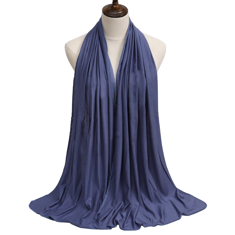 New Jersey Womens Muslim Ramadan Fashion Modal Cotton Jersey Hijab Womens High Quality Solid Color Soft Hijab Long African Scarf