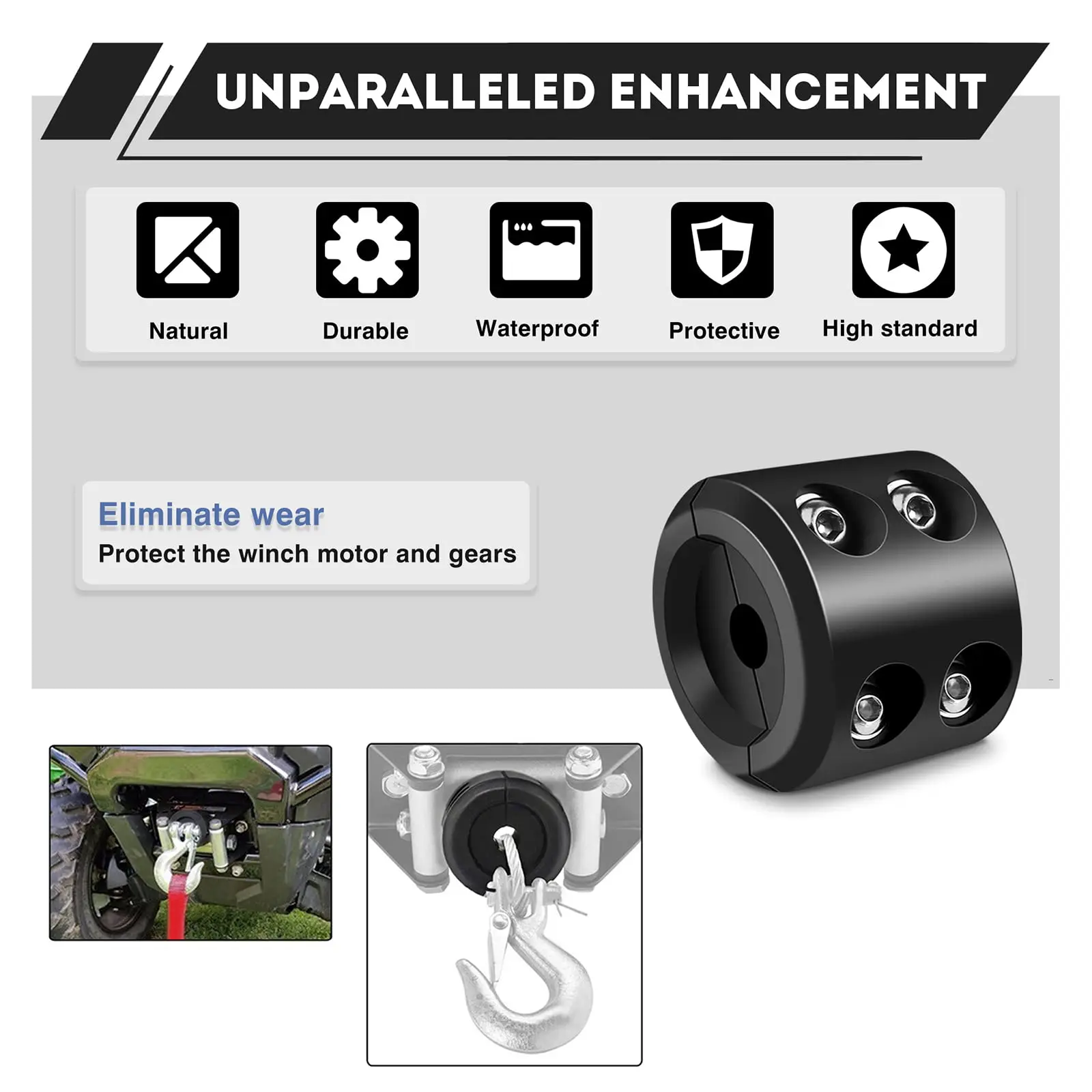 Winch Stopper for Cable. Truck UTV ATV Rubber Winch Cable Stopper Protects Towing Hook Synthetic Rope Cable Line from Wear