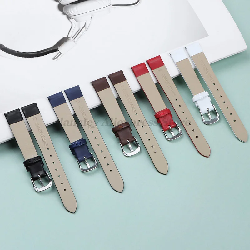 Genuine Leather Watch Bracelet Womens Fashion Watchband Band 6mm 8mm 10mm 12mm 13mm 14mm 15mm 16mm 17mm Small Universal Straps