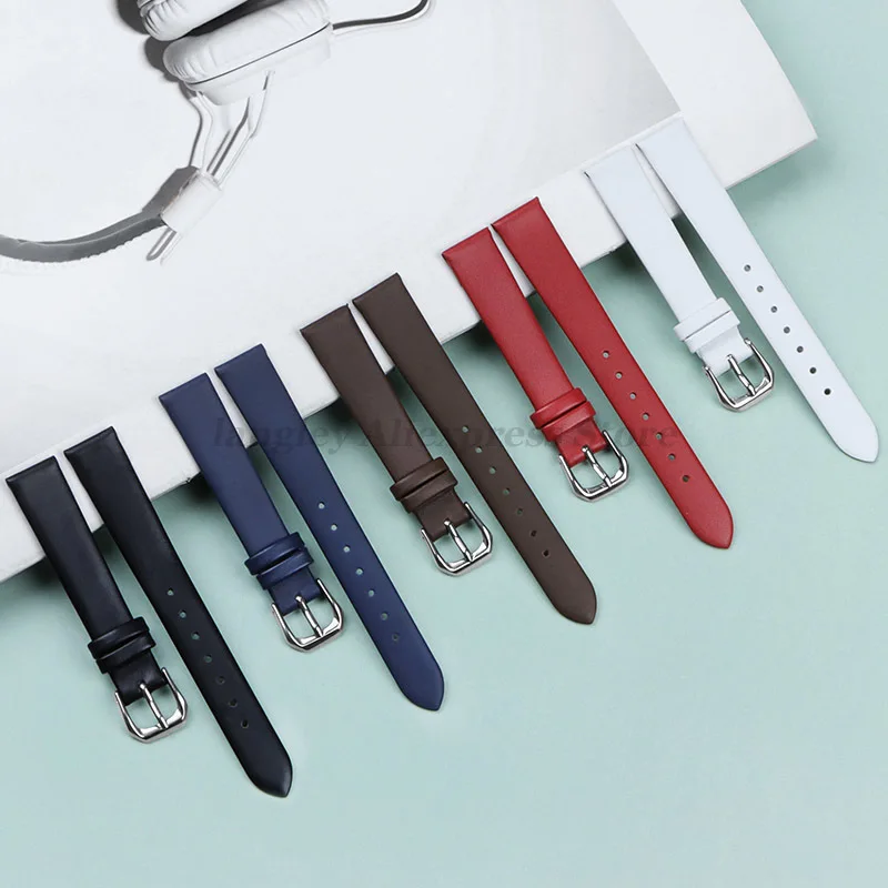 Genuine Leather Watch Bracelet Womens Fashion Watchband Band 6mm 8mm 10mm 12mm 13mm 14mm 15mm 16mm 17mm Small Universal Straps
