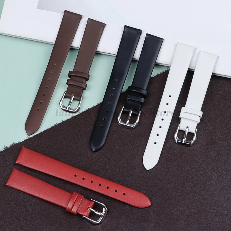 Genuine Leather Watch Bracelet Womens Fashion Watchband Band 6mm 8mm 10mm 12mm 13mm 14mm 15mm 16mm 17mm Small Universal Straps