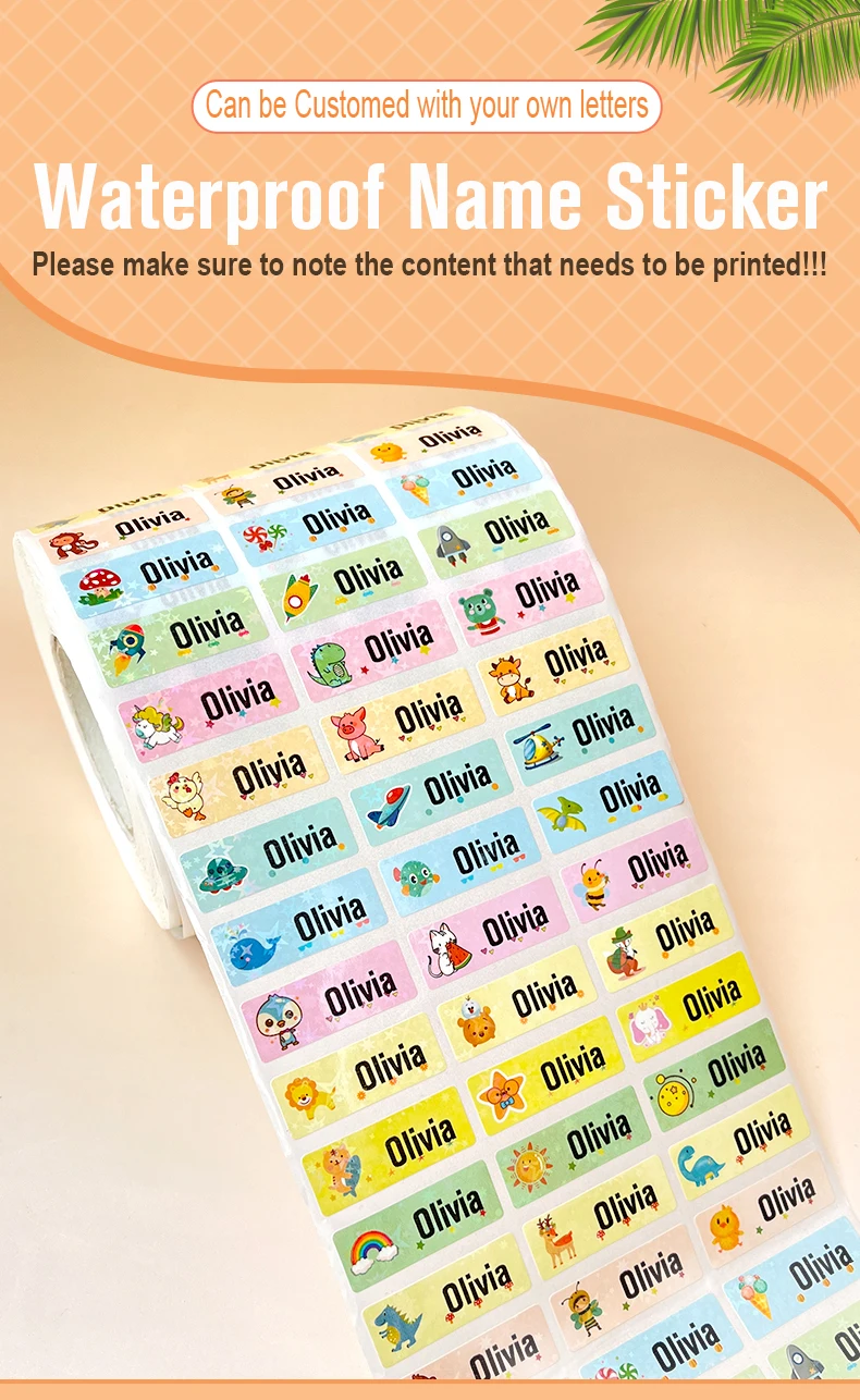 Waterproof Tag Self-adhesive Baby Name Sticker Custom Personalized Kindergarten Hebrew Label For Children School Stationery