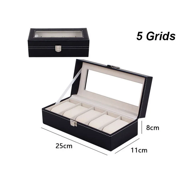 DELESYS Classic Style Multi-Positions Environmental Protection Leather Watch Display Box Multi-Slot Jewelry Watch Storage Case