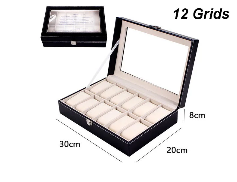 DELESYS Classic Style Multi-Positions Environmental Protection Leather Watch Display Box Multi-Slot Jewelry Watch Storage Case