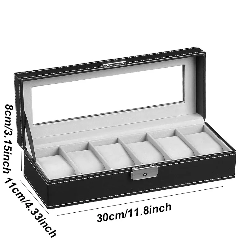 DELESYS Classic Style Multi-Positions Environmental Protection Leather Watch Display Box Multi-Slot Jewelry Watch Storage Case