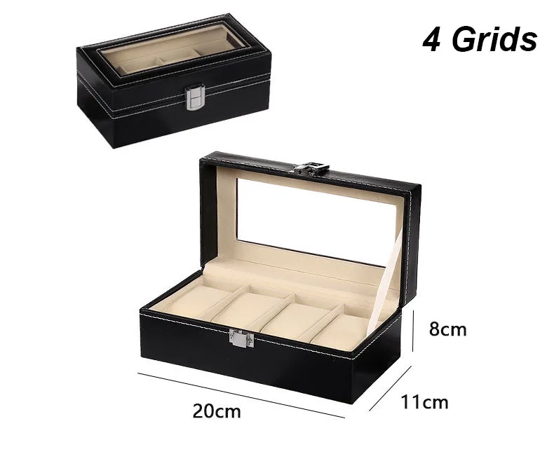 DELESYS Classic Style Multi-Positions Environmental Protection Leather Watch Display Box Multi-Slot Jewelry Watch Storage Case