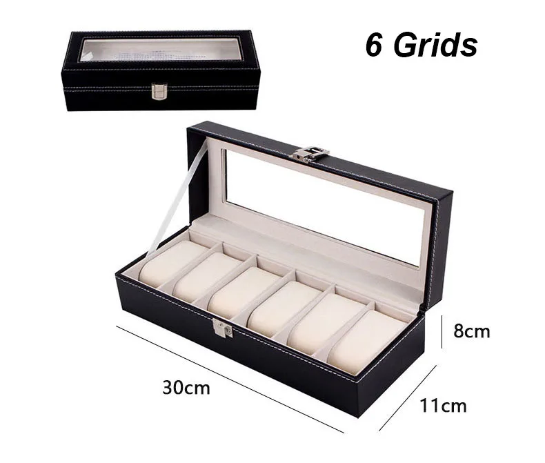 DELESYS Classic Style Multi-Positions Environmental Protection Leather Watch Display Box Multi-Slot Jewelry Watch Storage Case