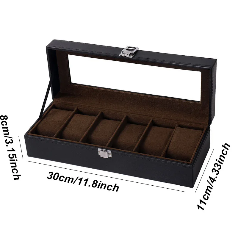 DELESYS Classic Style Multi-Positions Environmental Protection Leather Watch Display Box Multi-Slot Jewelry Watch Storage Case