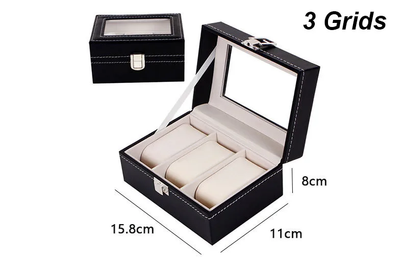 DELESYS Classic Style Multi-Positions Environmental Protection Leather Watch Display Box Multi-Slot Jewelry Watch Storage Case