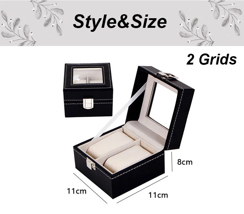 DELESYS Classic Style Multi-Positions Environmental Protection Leather Watch Display Box Multi-Slot Jewelry Watch Storage Case