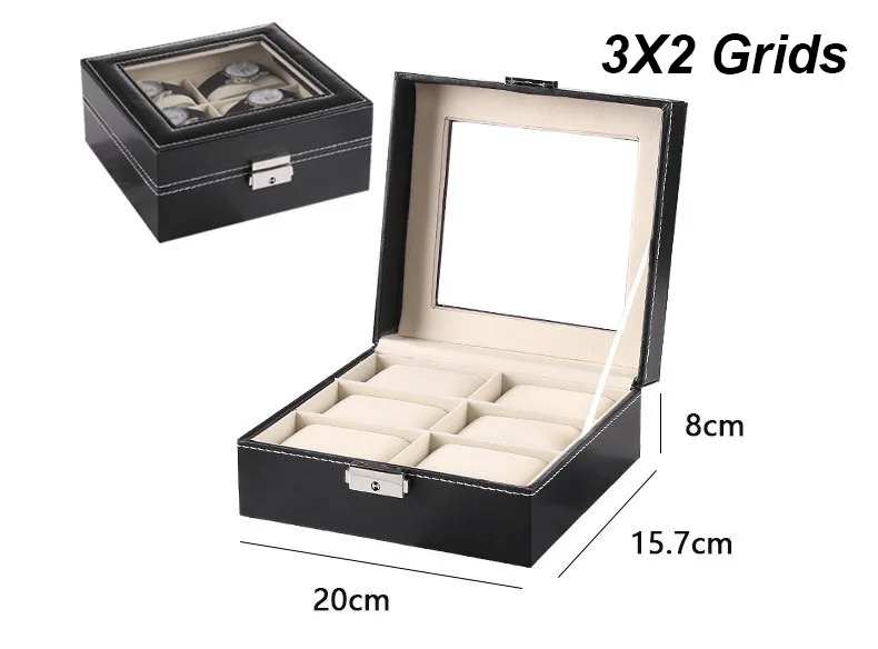 DELESYS Classic Style Multi-Positions Environmental Protection Leather Watch Display Box Multi-Slot Jewelry Watch Storage Case