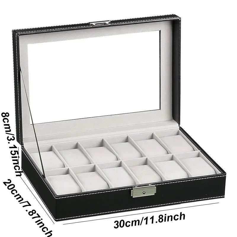 DELESYS Classic Style Multi-Positions Environmental Protection Leather Watch Display Box Multi-Slot Jewelry Watch Storage Case