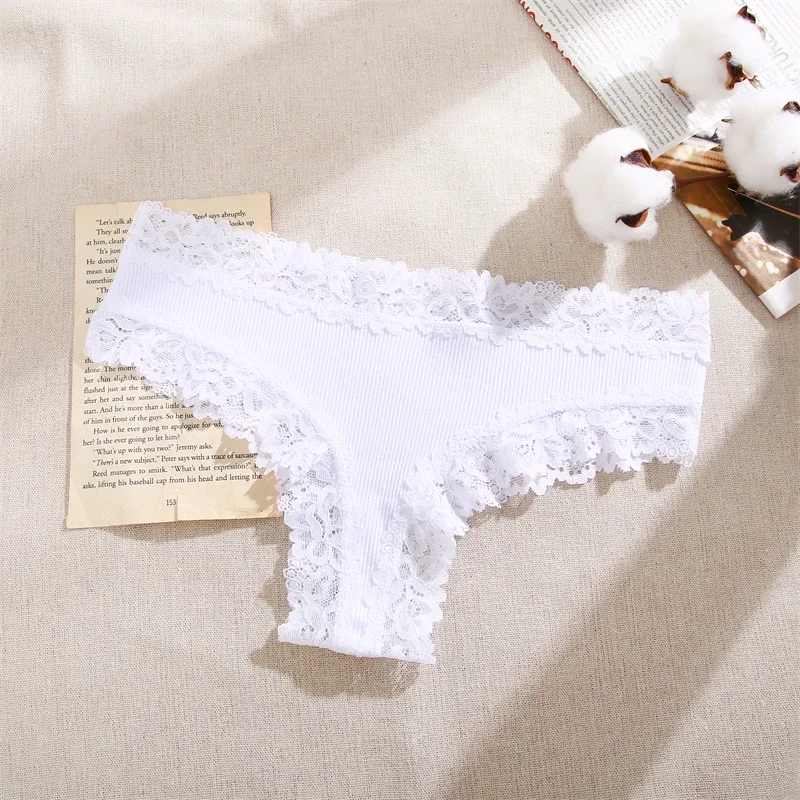 3Pcs/set Women Cotton Lace Panties Floral Intimate Underwear Trendy Patchwork Lace Briefs Female Soft Underpants Lingerie S-XL