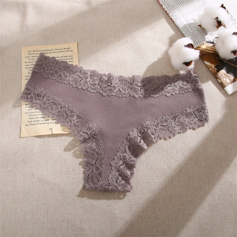 3Pcs/set Women Cotton Lace Panties Floral Intimate Underwear Trendy Patchwork Lace Briefs Female Soft Underpants Lingerie S-XL