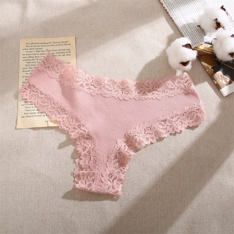 3Pcs/set Women Cotton Lace Panties Floral Intimate Underwear Trendy Patchwork Lace Briefs Female Soft Underpants Lingerie S-XL
