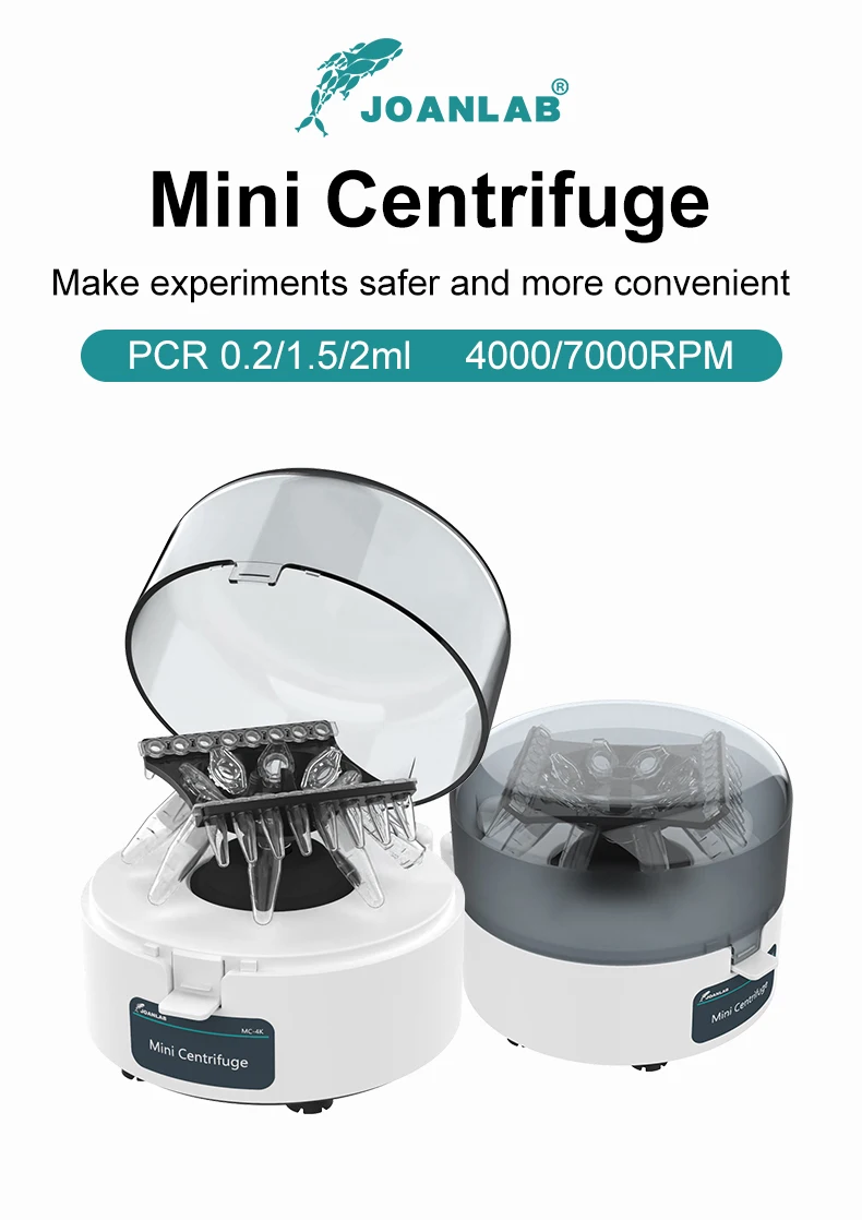 JOANLAB Mini Centrifuge Machine Pcr Plasma Centrifuge Lab Microcentrifuge 4000rpm 7000rpm For 0.2/1.5/2ml Centrifuge Tube