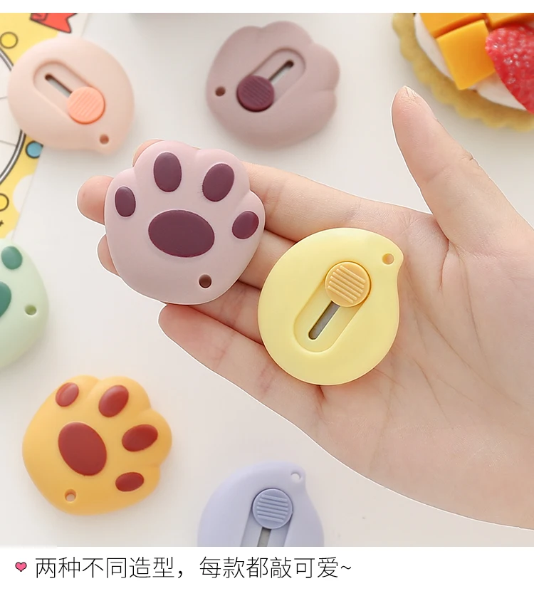 1 PC Cute Cartoon Cat Claw Retractable Paper Cutter Utility Knives Stationery for School Office Home