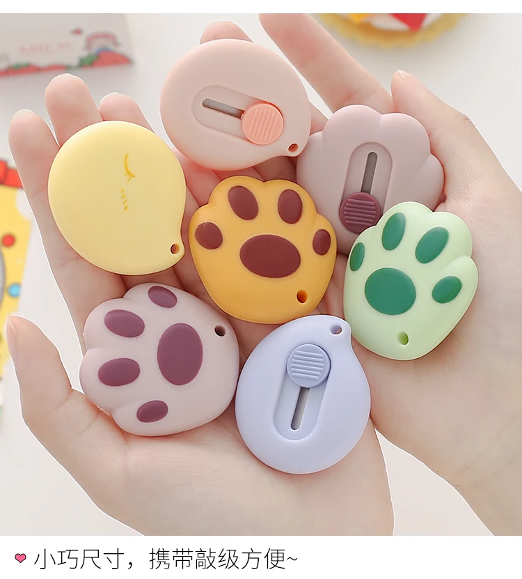 1 PC Cute Cartoon Cat Claw Retractable Paper Cutter Utility Knives Stationery for School Office Home