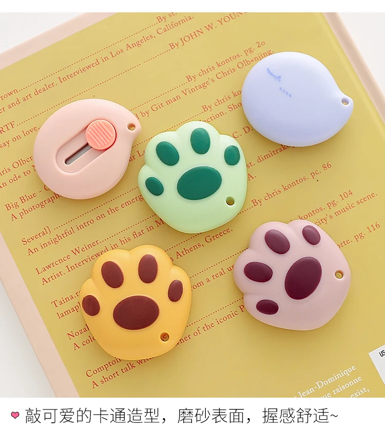 1 PC Cute Cartoon Cat Claw Retractable Paper Cutter Utility Knives Stationery for School Office Home