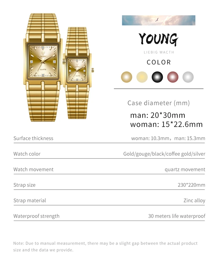 LIEBIG Luxury Gold Steel Bracelet Wristwatches Female Male Clock Golden Quartz Watch For Men Women Watches Relogio Masculino