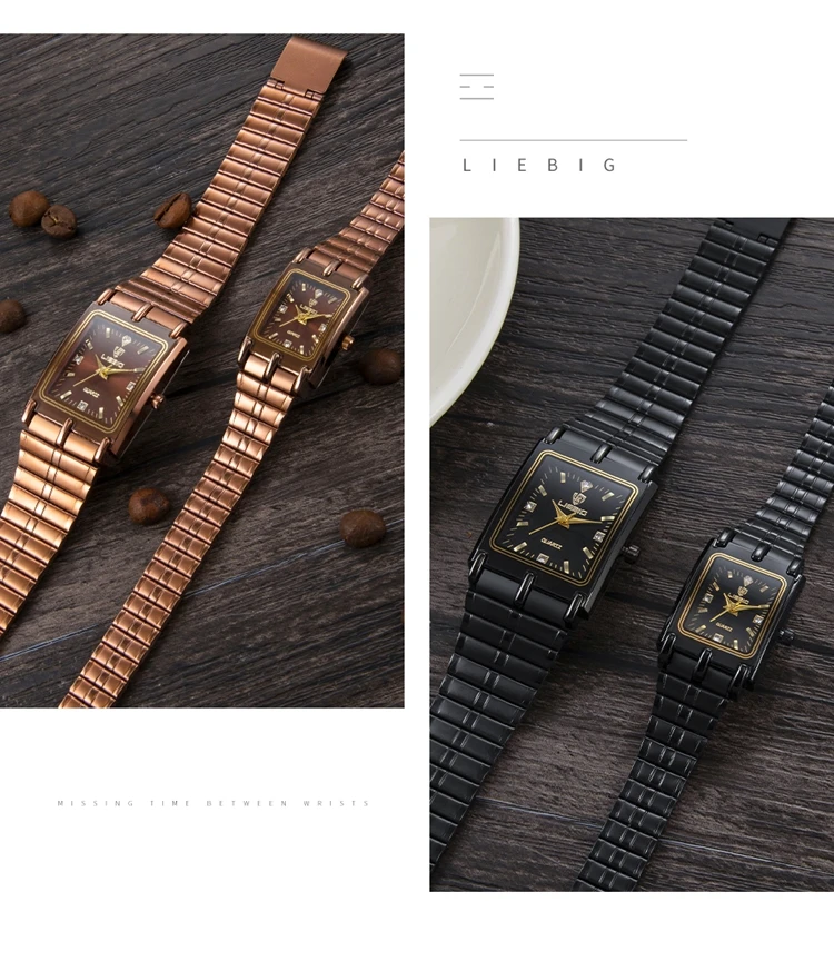 LIEBIG Luxury Gold Steel Bracelet Wristwatches Female Male Clock Golden Quartz Watch For Men Women Watches Relogio Masculino
