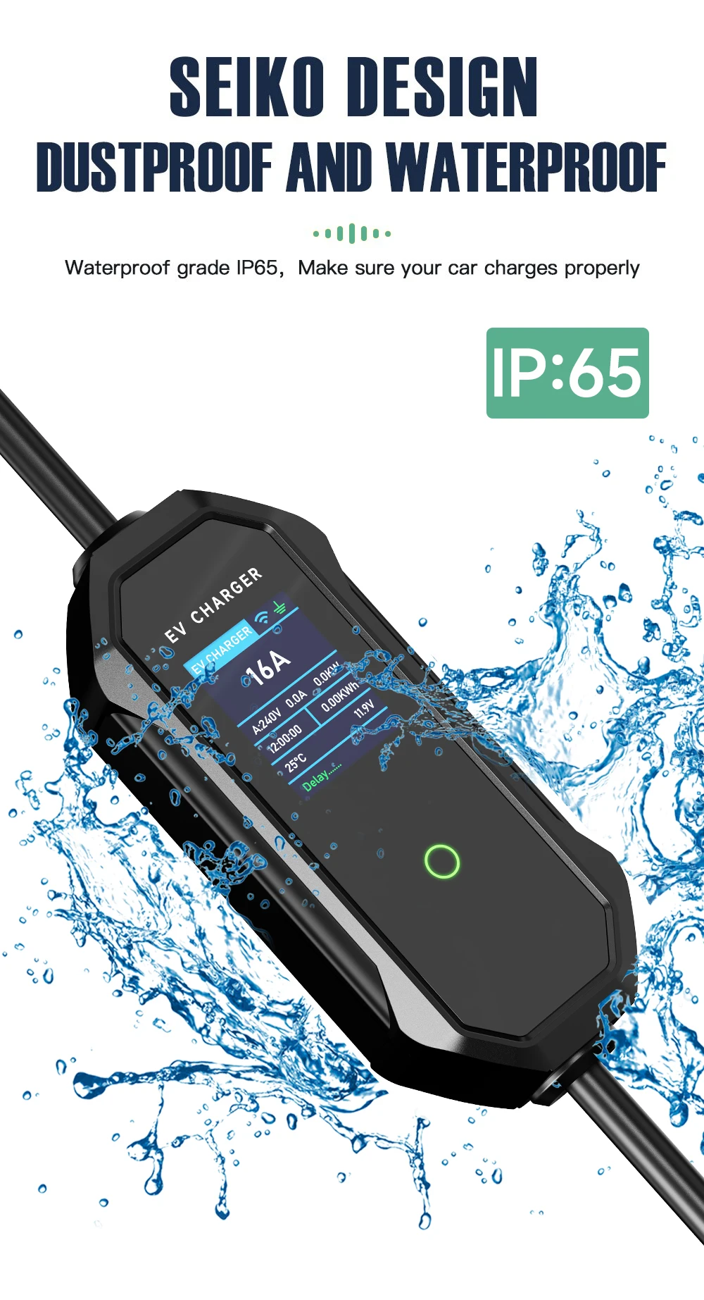 AFEEV Type 2 Portable EV Charger 11KW 16A 3Phase Wallbox IEC62196-2 EVSE Fast Charging Cable CEE Plug WIFI APP Bluetooth Control