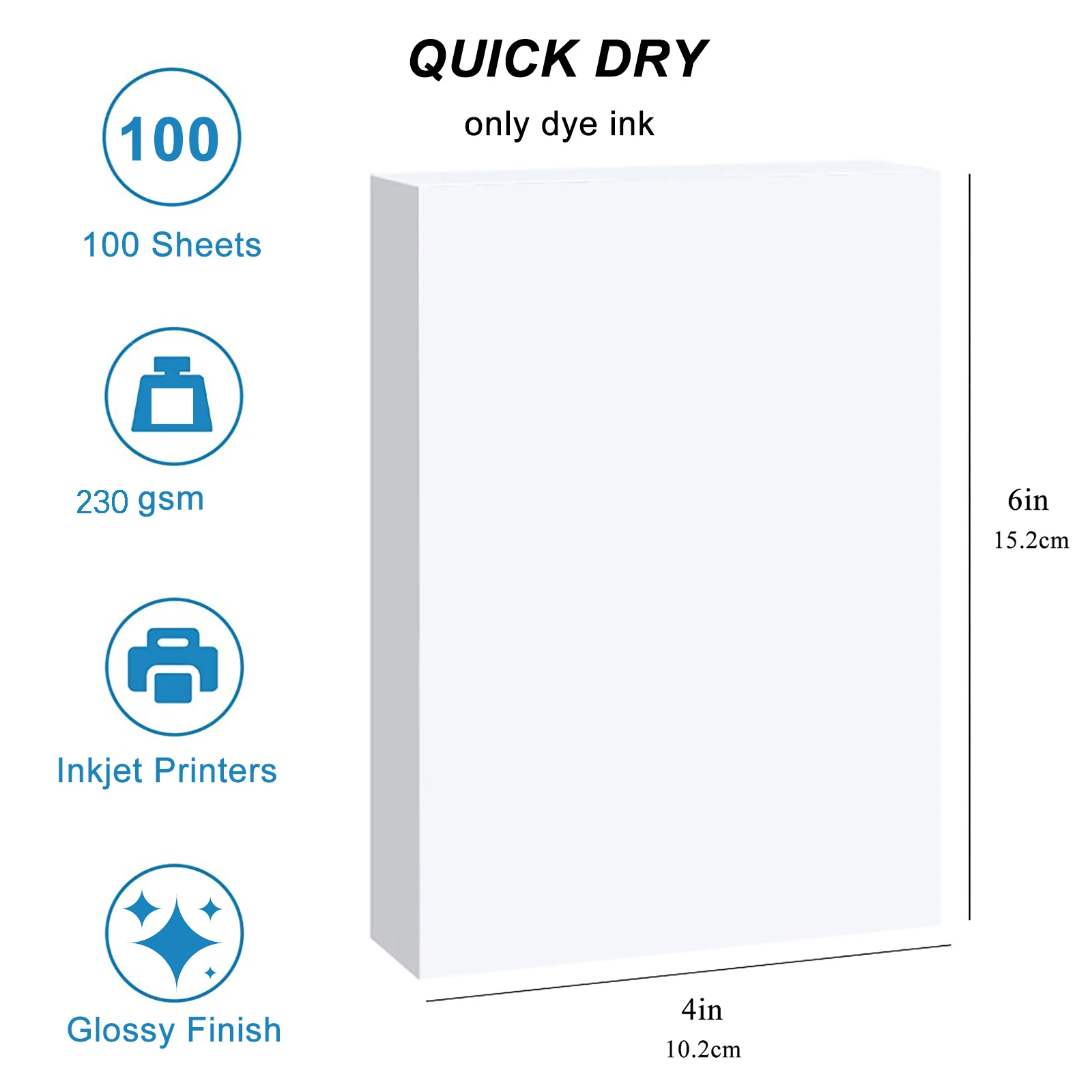 ESHANG 100 Sheets 4R Photo Paper, 230 GSM 4 X6 Premium Glossy Photo Paper Picture Paper Printer Brochure Paper