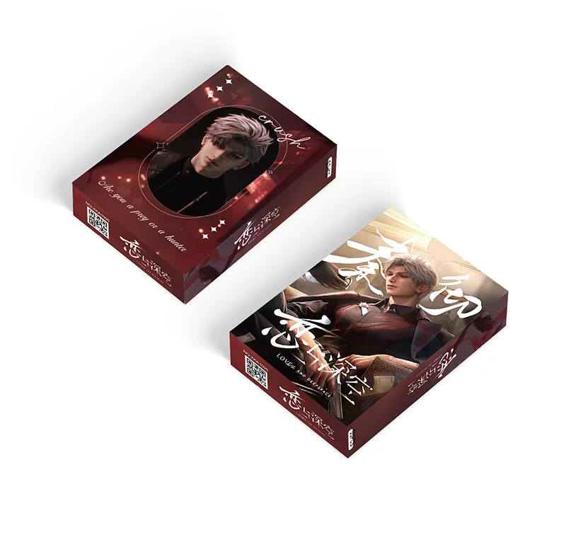 55PCS Love And Deepspace Laser Lomo Card Set Sylus Zayne Xavier Rafayel Game Characters 3 Inches Photo Cards Fans Gift