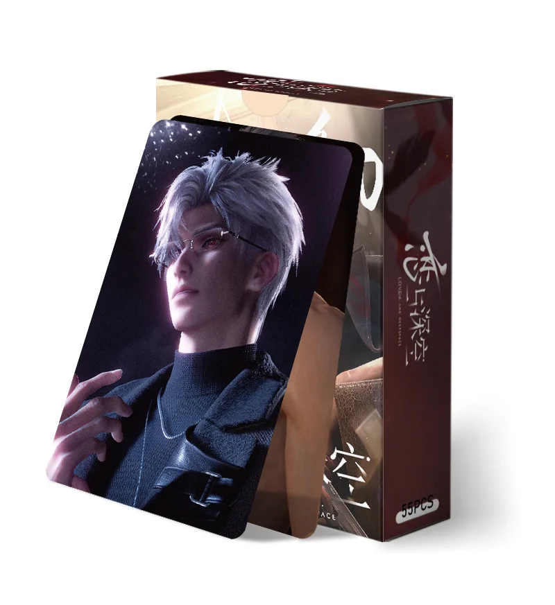 55PCS Love And Deepspace Laser Lomo Card Set Sylus Zayne Xavier Rafayel Game Characters 3 Inches Photo Cards Fans Gift