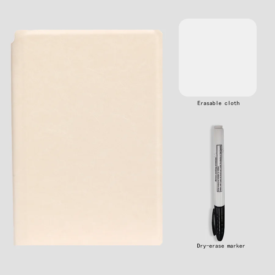 A5 Reusable Whiteboard Notebook Set with Whiteboard Pen Erasing Cloth Leather Memo Pad Weekly Planner Portable Stylish Office