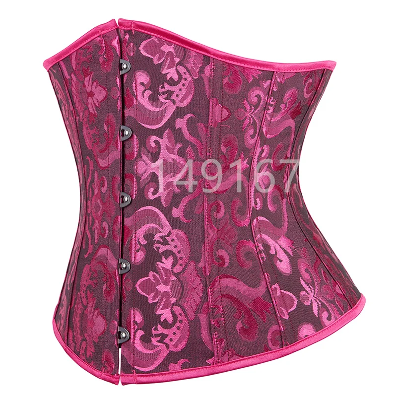 Sapubonva Black Corset Underbust Top Plus Size Satin Waist Cincher Sexy Gothic Workout Corsets Lingerie Korsett Women White Red
