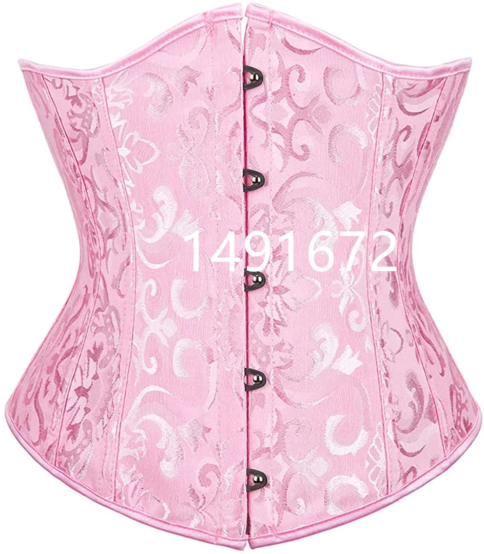 Sapubonva Black Corset Underbust Top Plus Size Satin Waist Cincher Sexy Gothic Workout Corsets Lingerie Korsett Women White Red