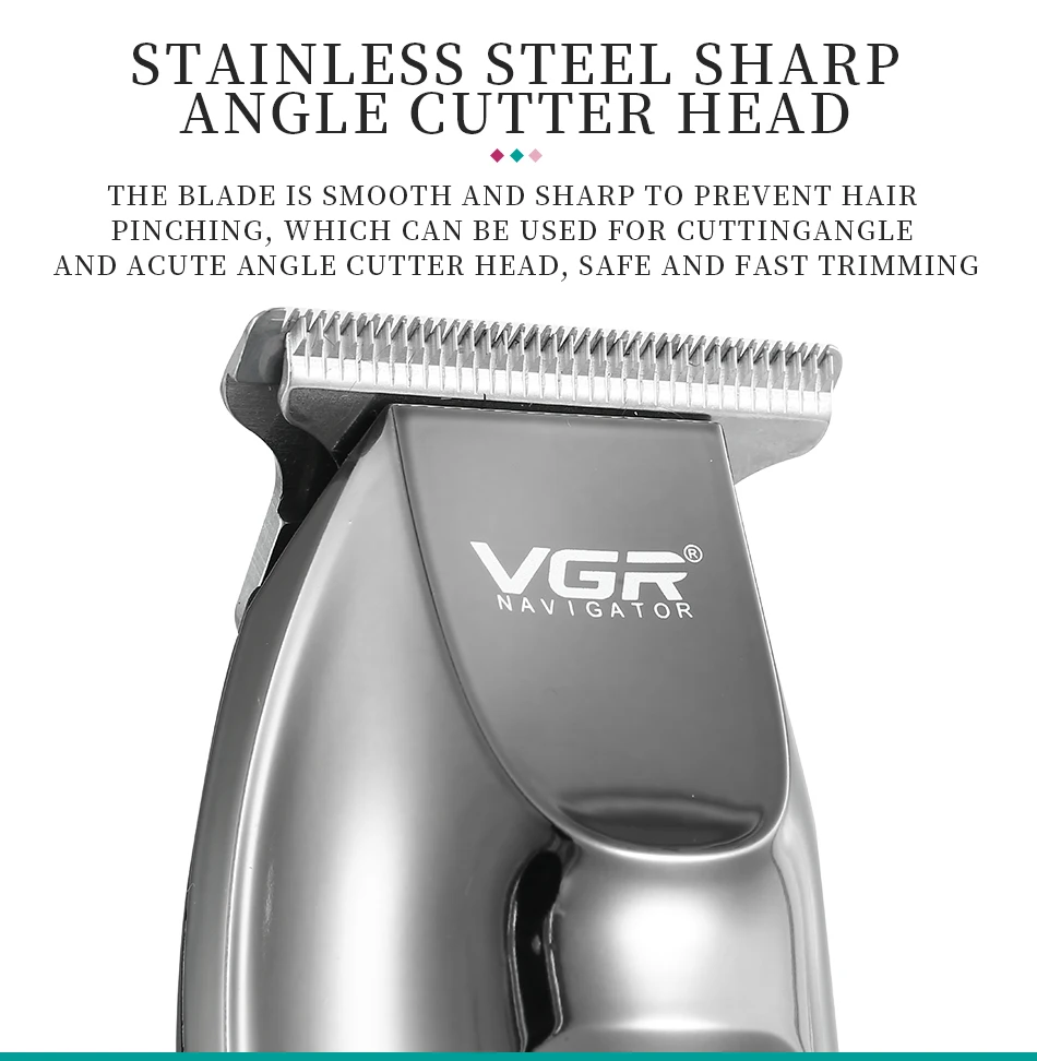 VGR Hair Trimmer Professional Hair Clipper LED Display Hair Cutting Machine for Men Rechargeable Mini Men's Hair Trimmer V-070