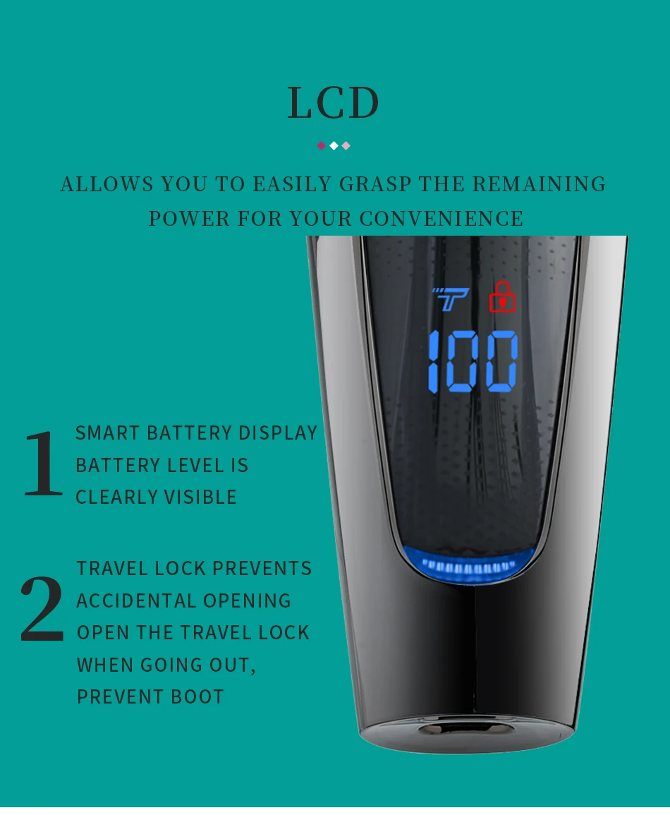 VGR Hair Trimmer Professional Hair Clipper LED Display Hair Cutting Machine for Men Rechargeable Mini Men's Hair Trimmer V-070