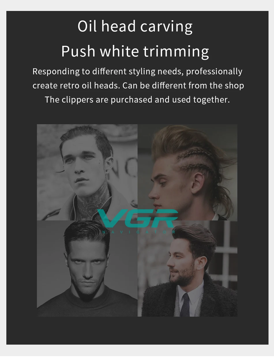 VGR Hair Trimmer Professional Hair Clipper LED Display Hair Cutting Machine for Men Rechargeable Mini Men's Hair Trimmer V-070