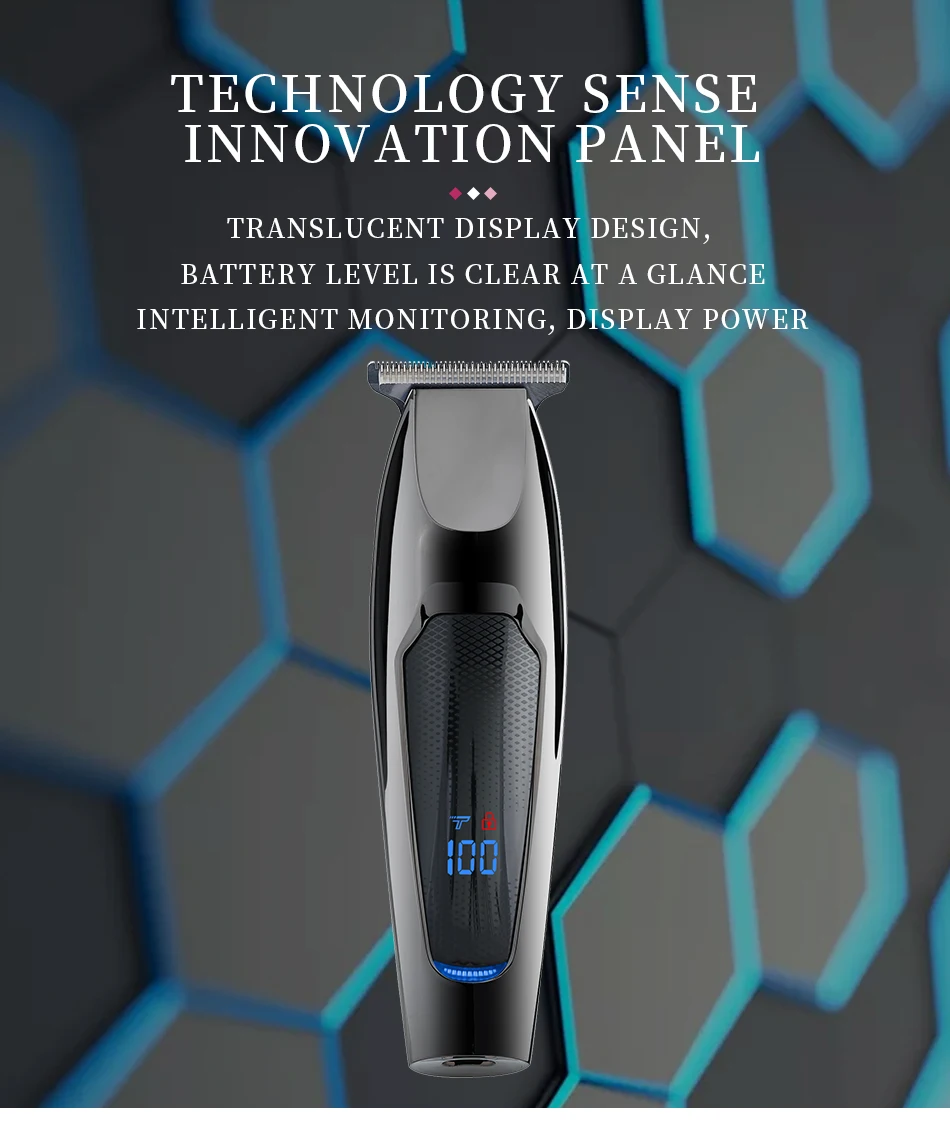 VGR Hair Trimmer Professional Hair Clipper LED Display Hair Cutting Machine for Men Rechargeable Mini Men's Hair Trimmer V-070