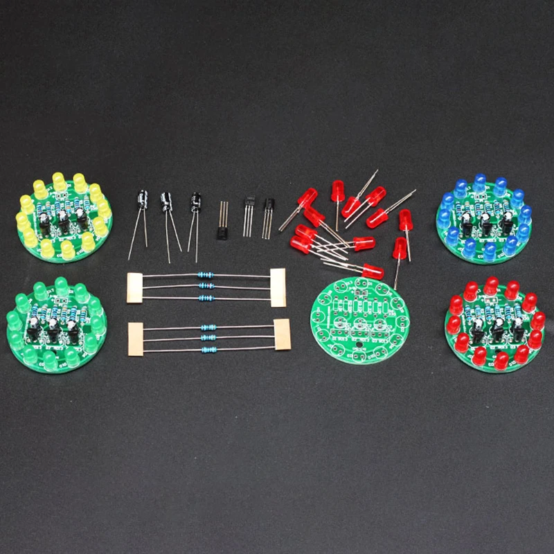 LED Round Water Lamp Production Kit Triode Sports Light Parts DIY Electronic Kit Fun Soldering Component Welding Skill Training