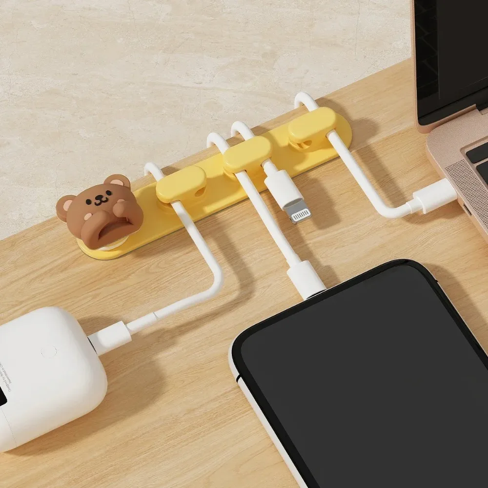 Desktop Cable Organizer Holder Winder Clips Desk Self-Adhesive Mobile Phone Data Cable Management Wire Cord Holder