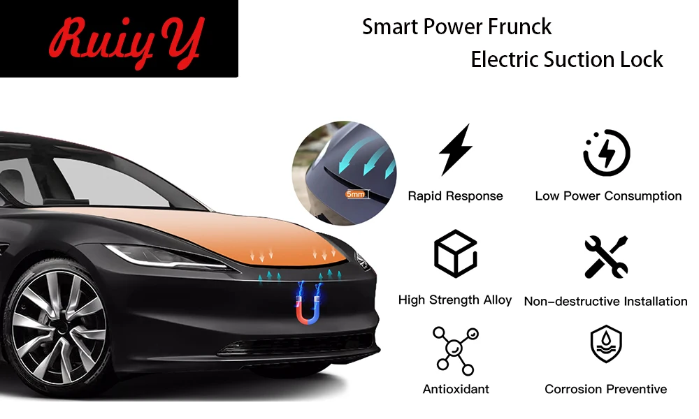 For Tesla Model 3 Y S X Highland 2025 Electric Suction Front Trunk Closer Power Frunk Electric Soft Closing Automatic Lock