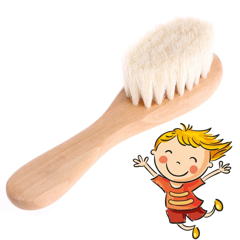 Wooden Handle Brush Baby Hairbrush Newborn Hair Infant Comb Head Massager