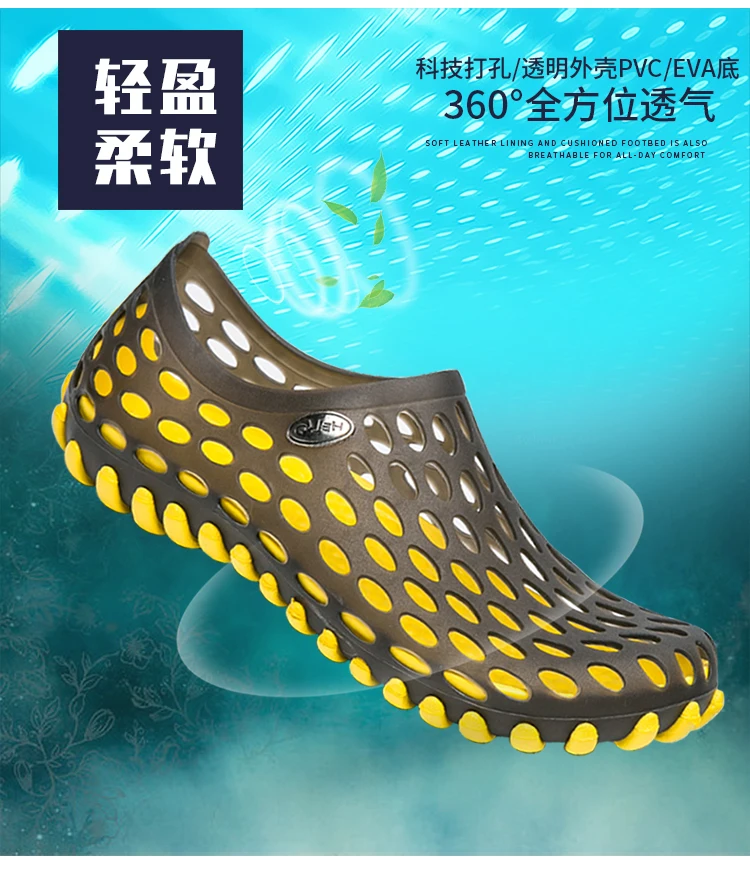 Men Vacation Beach Sandals Unisex Travel Leisure Slippers Outdoor Wading Shoes Women Large Size Light Aqua Shoes Garden Shoes